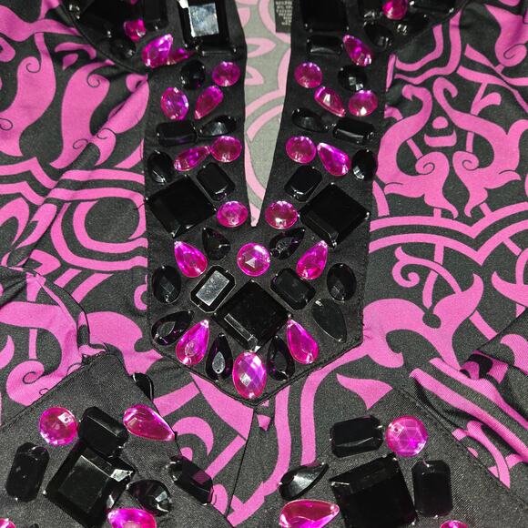 Inc International Concepts Sz Med Black & Pink Rhinestone Tunic Top - Picture 3 of 8